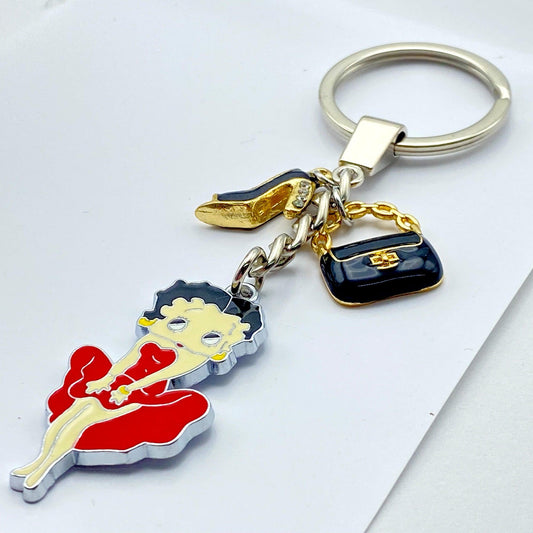 Betty Boop Bag & Black Stiletto Shoe Keyring