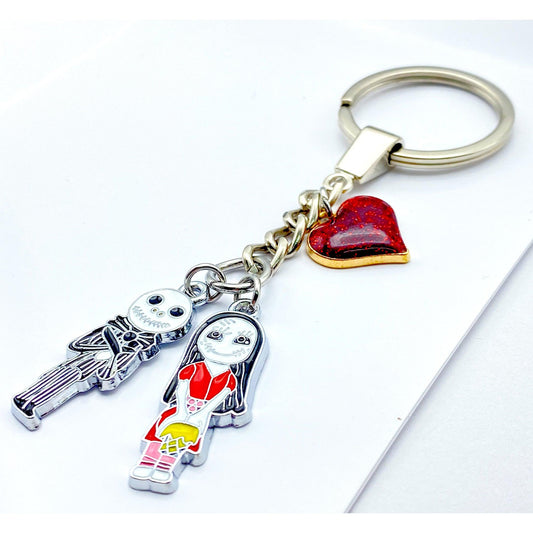 Jack & Sally with Red Heart Keyring