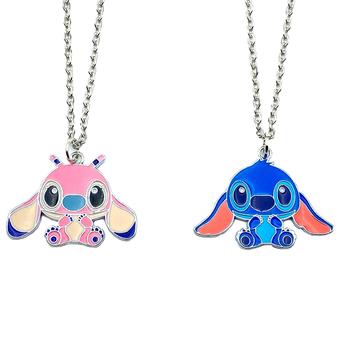 Stitch and Angel Friendship Necklace Set