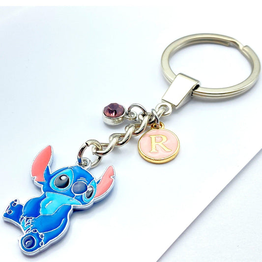 Stitch Keyring with Personalised Initial Charm